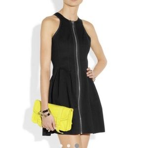 Maje Black Scuba Zipper Dress Sz 1 LBD Little Black Dress Halter